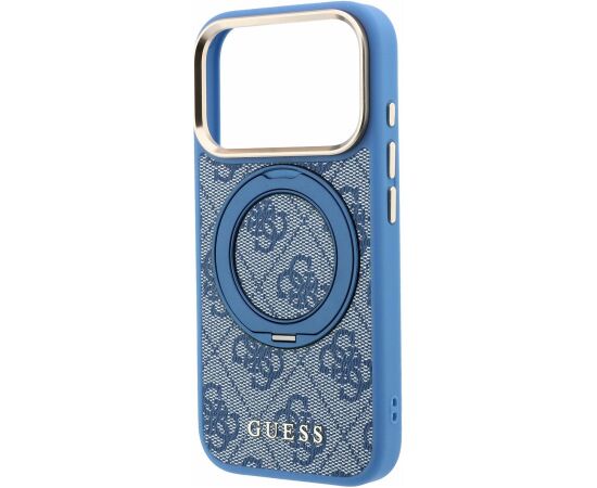 Guess PU 4G Ring Stand MagSafe Case Aizsargapvalks priekš iPhone 18 Pro Max / zils Neoriģinālie Maciņi