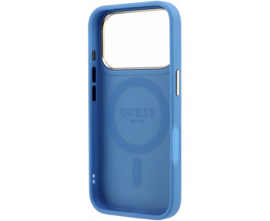Guess PU 4G Ring Stand MagSafe Case Aizsargapvalks priekš iPhone 18 Pro Max / zils Neoriģinālie Maciņi