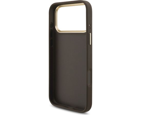 Guess PU Leather 4G Metal Logo Gold Frame Case Aizsargapvalks priekš iPhone 18 Pro Max / brūns Neoriģinālie Maciņi