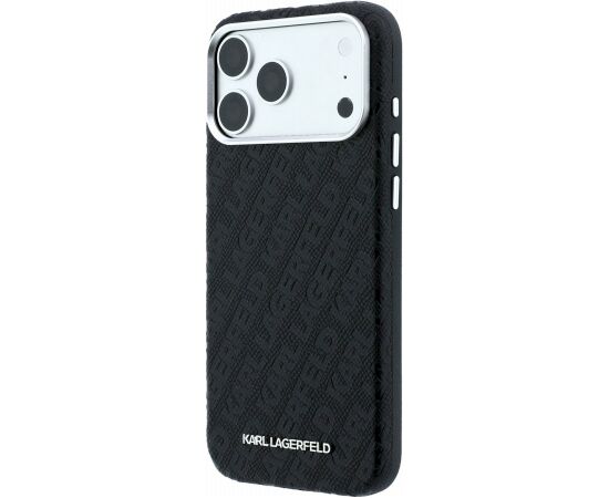 Karl Lagerfeld PU Grained Allover Semi Wrap Magsafe Case Aizsargapvalks priekš iPhone 18 Pro Max / melns Neoriģinālie Maciņi