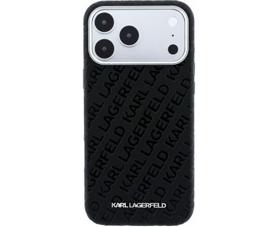 Karl Lagerfeld PU Grained Allover Semi Wrap Magsafe Case Aizsargapvalks priekš iPhone 18 Pro Max / melns Neoriģinālie Maciņi