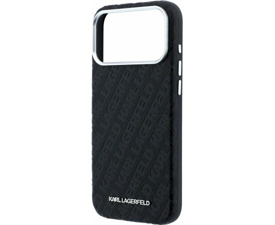 Karl Lagerfeld PU Grained Allover Semi Wrap Magsafe Case Aizsargapvalks priekš iPhone 18 Pro Max / melns Neoriģinālie Maciņi