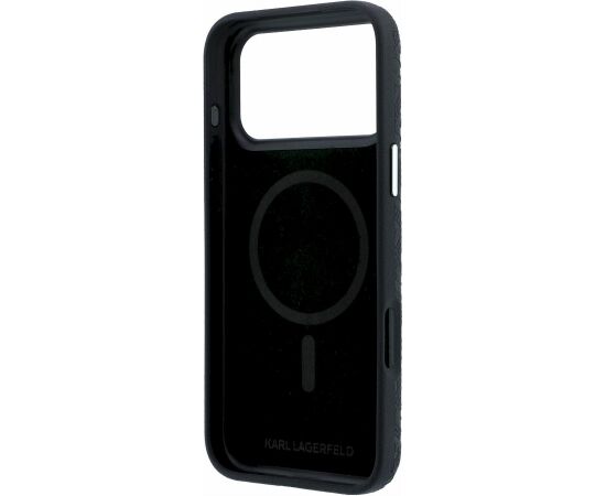 Karl Lagerfeld PU Grained Allover Semi Wrap Magsafe Case Aizsargapvalks priekš iPhone 18 Pro Max / melns Neoriģinālie Maciņi