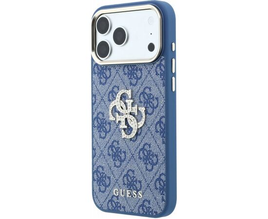Guess PU 4G Strass Metal Logo Case Aizsargapvalks priekš iPhone 18 Pro Max / zils Neoriģinālie Maciņi