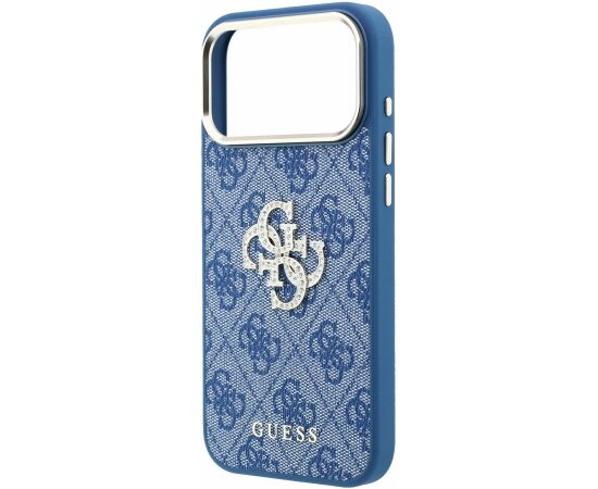 Guess PU 4G Strass Metal Logo Case Aizsargapvalks priekš iPhone 18 Pro Max / zils Neoriģinālie Maciņi