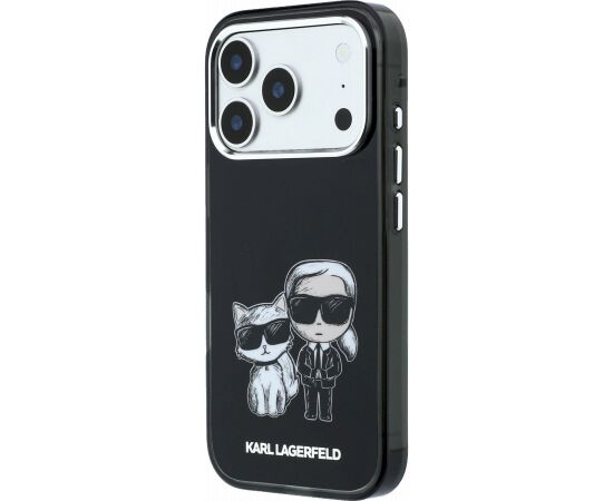 Karl Lagerfeld PU Semi Wrap Smooth Sketch Bodies Magsafe Case Aizsargapvalks priekš iPhone 18 Pro / melns Neoriģinālie Maciņi