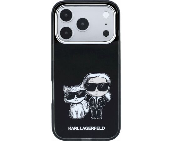 Karl Lagerfeld PU Semi Wrap Smooth Sketch Bodies Magsafe Case Aizsargapvalks priekš iPhone 18 Pro / melns Neoriģinālie Maciņi