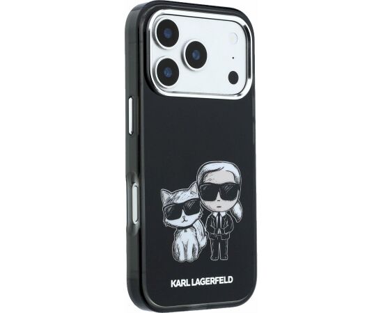 Karl Lagerfeld PU Semi Wrap Smooth Sketch Bodies Magsafe Case Aizsargapvalks priekš iPhone 18 Pro / melns Neoriģinālie Maciņi