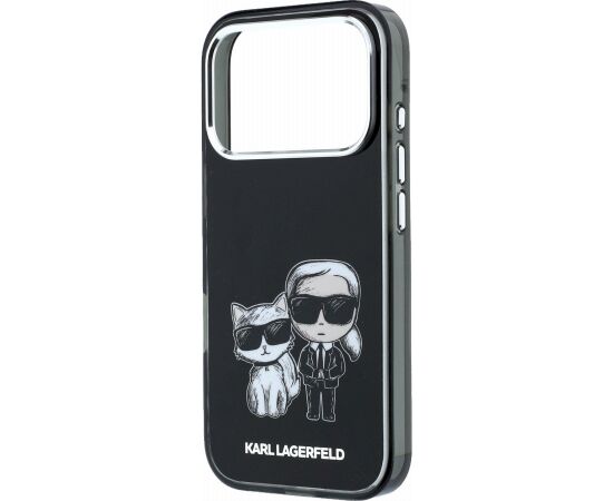 Karl Lagerfeld PU Semi Wrap Smooth Sketch Bodies Magsafe Case Aizsargapvalks priekš iPhone 18 Pro / melns Neoriģinālie Maciņi