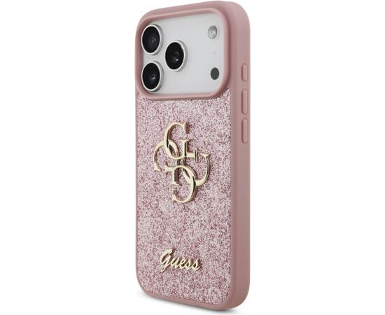 Guess PU Fixed Glitter 4G Metal Logo Case Aizsargapvalks priekš iPhone 18 Pro / rozā Neoriģinālie Maciņi