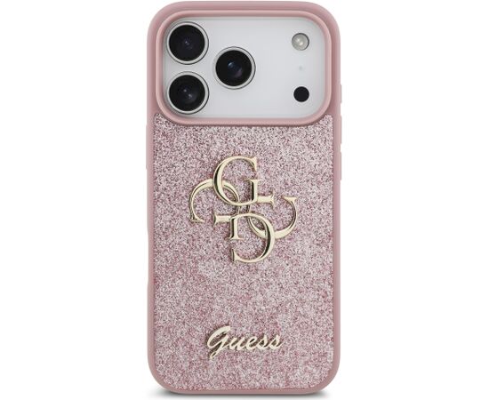 Guess PU Fixed Glitter 4G Metal Logo Case Aizsargapvalks priekš iPhone 18 Pro / rozā Neoriģinālie Maciņi