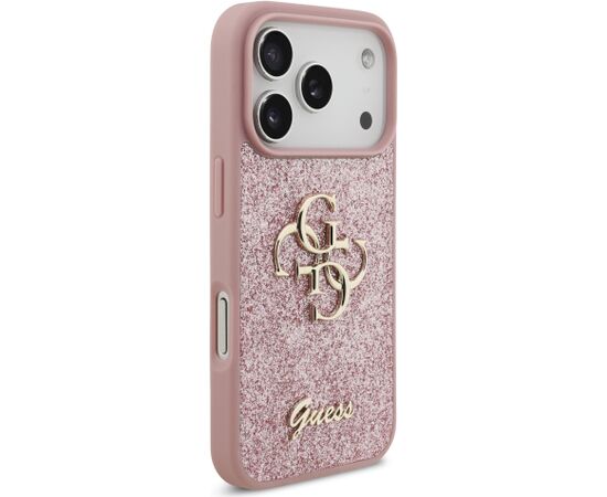 Guess PU Fixed Glitter 4G Metal Logo Case Aizsargapvalks priekš iPhone 18 Pro / rozā Neoriģinālie Maciņi