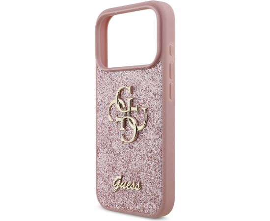 Guess PU Fixed Glitter 4G Metal Logo Case Aizsargapvalks priekš iPhone 18 Pro / rozā Neoriģinālie Maciņi