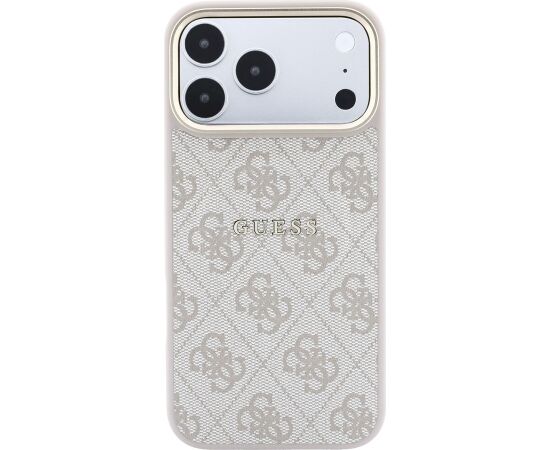 Guess PU Leather 4G Gold Frame Embossed MagSafe Case Aizsargapvalks priekš iPhone 18 Pro / rozā Neoriģinālie Maciņi