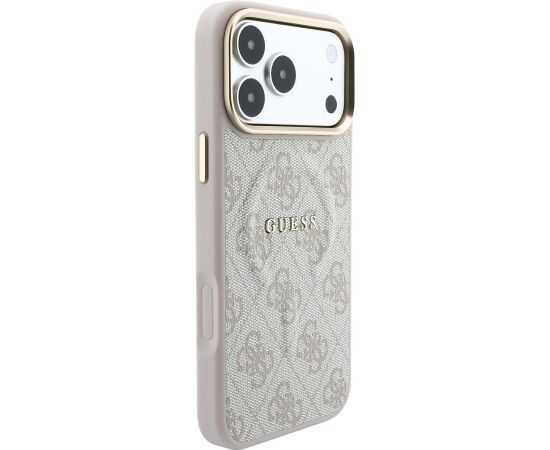 Guess PU Leather 4G Gold Frame Embossed MagSafe Case Aizsargapvalks priekš iPhone 18 Pro / rozā Neoriģinālie Maciņi