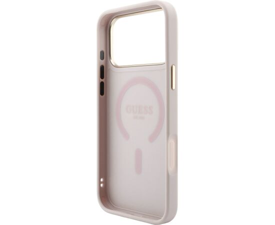 Guess PU Leather 4G Gold Frame Embossed MagSafe Case Aizsargapvalks priekš iPhone 18 Pro / rozā Neoriģinālie Maciņi