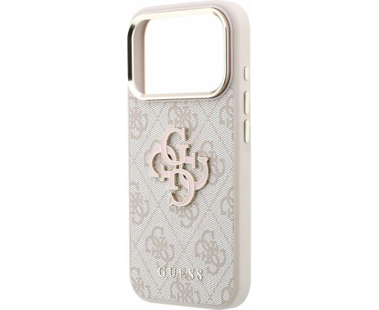 Guess PU 4G Resin Metal Logo Case Aizsargapvalks priekš iPhone 18 Pro Max / rozā Neoriģinālie Maciņi
