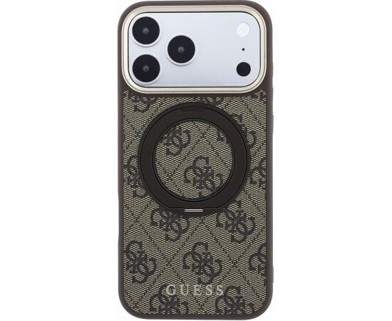 Guess PU 4G Ring Stand MagSafe Case Aizsargapvalks priekš iPhone 18 Pro Max / brūns Neoriģinālie Maciņi