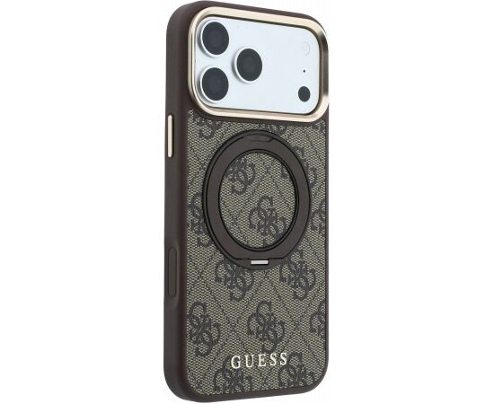 Guess PU 4G Ring Stand MagSafe Case Aizsargapvalks priekš iPhone 18 Pro Max / brūns Neoriģinālie Maciņi