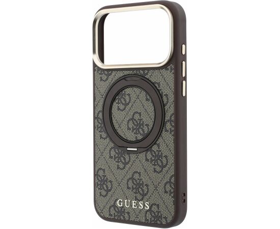 Guess PU 4G Ring Stand MagSafe Case Aizsargapvalks priekš iPhone 18 Pro Max / brūns Neoriģinālie Maciņi