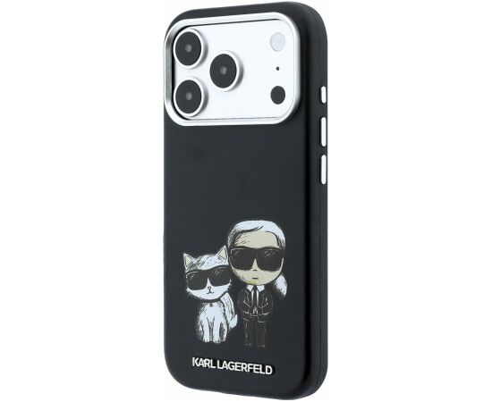 Karl Lagerfeld PU Semi Wrap Smooth Sketch Bodies Magsafe Case Aizsargapvalks priekš iPhone 18 Pro Max / melns Neoriģinālie Maciņi