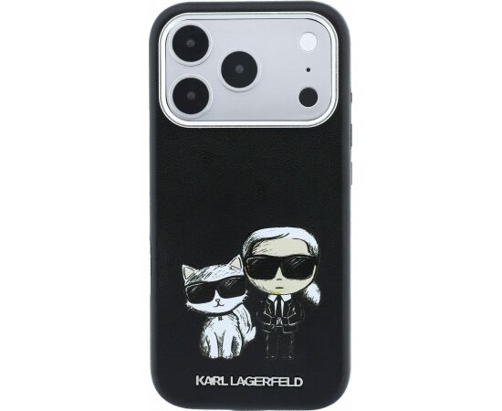 Karl Lagerfeld PU Semi Wrap Smooth Sketch Bodies Magsafe Case Aizsargapvalks priekš iPhone 18 Pro Max / melns Neoriģinālie Maciņi