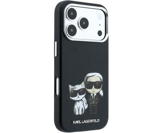 Karl Lagerfeld PU Semi Wrap Smooth Sketch Bodies Magsafe Case Aizsargapvalks priekš iPhone 18 Pro Max / melns Neoriģinālie Maciņi