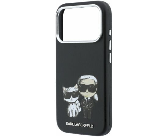Karl Lagerfeld PU Semi Wrap Smooth Sketch Bodies Magsafe Case Aizsargapvalks priekš iPhone 18 Pro Max / melns Neoriģinālie Maciņi