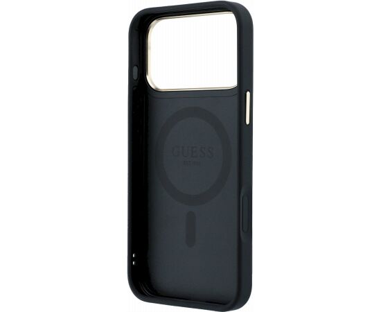 Guess PU 4G Ring Stand MagSafe Case Aizsargapvalks priekš iPhone 18 Pro / melns Neoriģinālie Maciņi