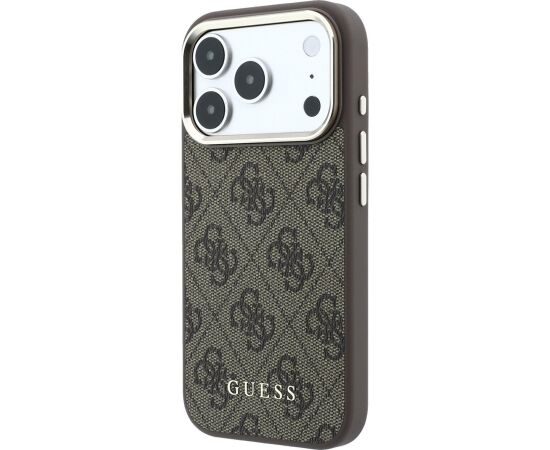 Guess PU Leather 4G Gold Frame MagSafe Case Aizsargapvalks priekš iPhone 18 Pro / brūns Neoriģinālie Maciņi