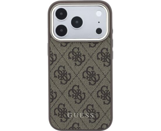 Guess PU Leather 4G Gold Frame MagSafe Case Aizsargapvalks priekš iPhone 18 Pro / brūns Neoriģinālie Maciņi