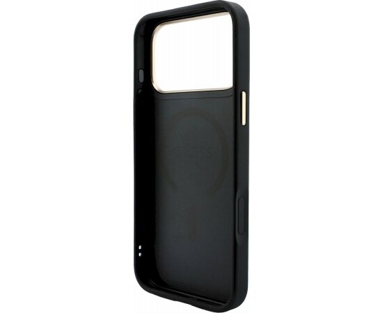 Guess PU Leather 4G Gold Frame Embossed MagSafe Case Aizsargapvalks priekš iPhone 18 Pro Max / melns Neoriģinālie Maciņi