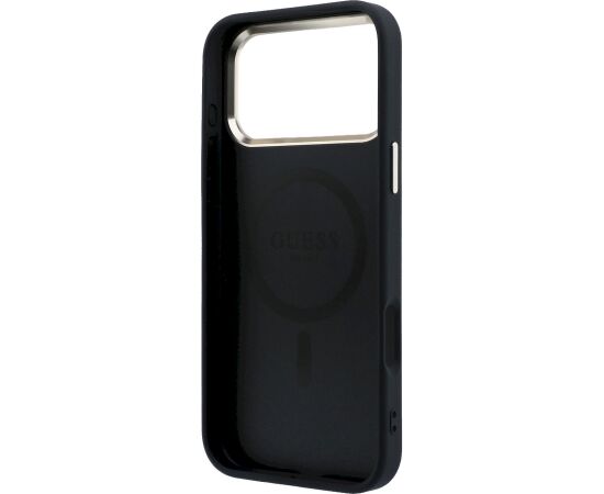 Guess PU Leather 4G Gold Frame MagSafe Case Aizsargapvalks priekš iPhone 18 Pro Max / melns Neoriģinālie Maciņi