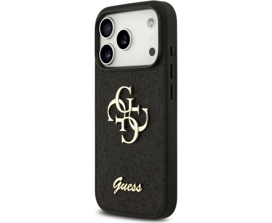 Guess PU Fixed Glitter 4G Metal Logo Case Aizsargapvalks priekš iPhone 18 Pro / melns Neoriģinālie Maciņi