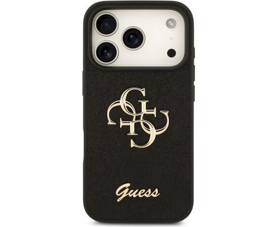 Guess PU Fixed Glitter 4G Metal Logo Case Aizsargapvalks priekš iPhone 18 Pro / melns Neoriģinālie Maciņi