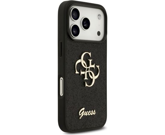 Guess PU Fixed Glitter 4G Metal Logo Case Aizsargapvalks priekš iPhone 18 Pro / melns Neoriģinālie Maciņi