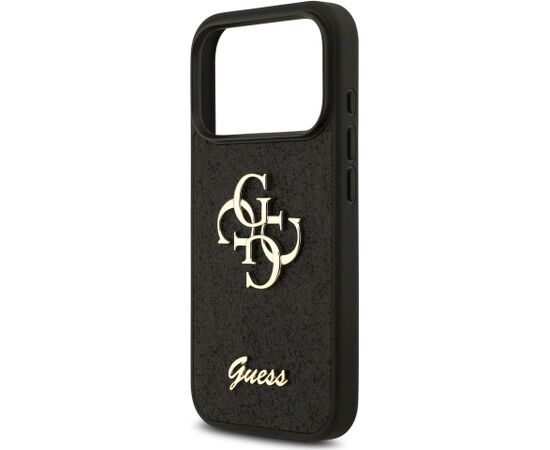 Guess PU Fixed Glitter 4G Metal Logo Case Aizsargapvalks priekš iPhone 18 Pro / melns Neoriģinālie Maciņi