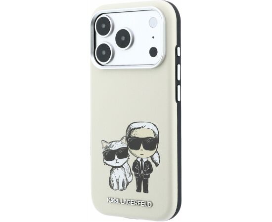 Karl Lagerfeld PU Semi Wrap Smooth Sketch Bodies Magsafe Case Aizsargapvalks priekš iPhone 18 Pro / bēšs Neoriģinālie Maciņi