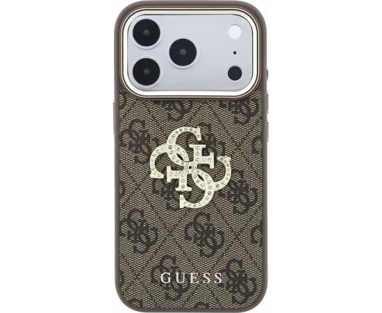 Guess PU 4G Strass Metal Logo Case Aizsargapvalks priekš iPhone 18 Pro Max / brūns Neoriģinālie Maciņi