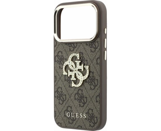 Guess PU 4G Strass Metal Logo Case Aizsargapvalks priekš iPhone 18 Pro Max / brūns Neoriģinālie Maciņi