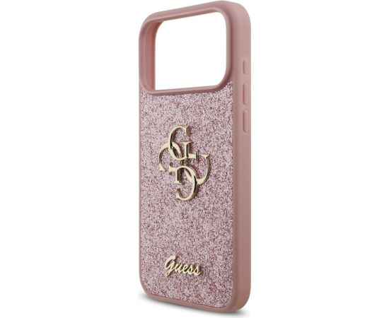 Guess PU Fixed Glitter 4G Metal Logo Case Aizsargapvalks priekš iPhone 18 Pro Max / rozā Neoriģinālie Maciņi