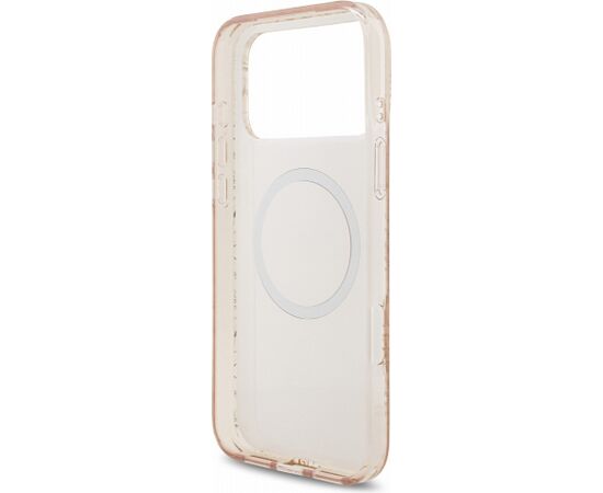 Guess IML Flowers Allover Strap MagSafe Case Aizsargapvalks priekš iPhone 18 Pro Max / rozā Neoriģinālie Maciņi