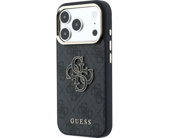 Guess PU 4G Resin Metal Logo Case Aizsargapvalks priekš iPhone 18 Pro Max / melns Neoriģinālie Maciņi