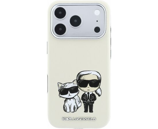 Karl Lagerfeld PU Semi Wrap Smooth Sketch Bodies Magsafe Case Aizsargapvalks priekš iPhone 18 Pro Max / bēšs Neoriģinālie Maciņi