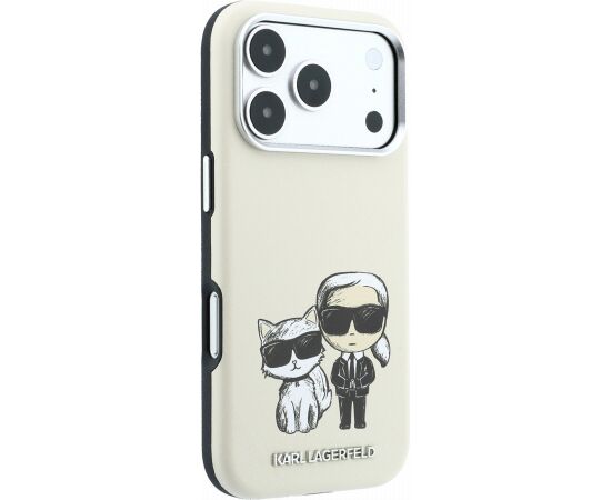 Karl Lagerfeld PU Semi Wrap Smooth Sketch Bodies Magsafe Case Aizsargapvalks priekš iPhone 18 Pro Max / bēšs Neoriģinālie Maciņi