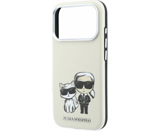 Karl Lagerfeld PU Semi Wrap Smooth Sketch Bodies Magsafe Case Aizsargapvalks priekš iPhone 18 Pro Max / bēšs Neoriģinālie Maciņi