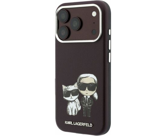 Karl Lagerfeld PU Semi Wrap Smooth Sketch Bodies Magsafe Case Aizsargapvalks priekš iPhone 18 Pro Max / bordo Neoriģinālie Maciņi