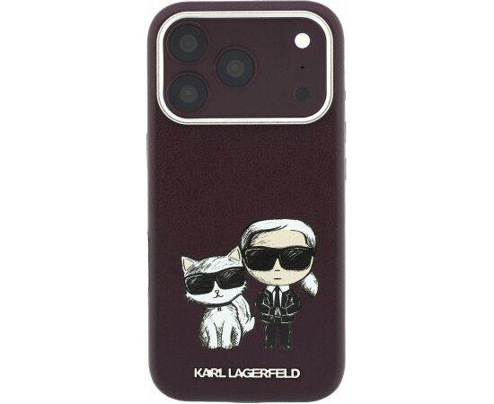 Karl Lagerfeld PU Semi Wrap Smooth Sketch Bodies Magsafe Case Aizsargapvalks priekš iPhone 18 Pro Max / bordo Neoriģinālie Maciņi