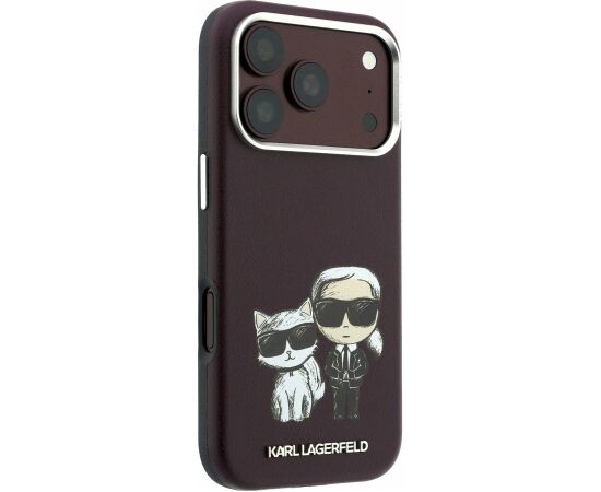 Karl Lagerfeld PU Semi Wrap Smooth Sketch Bodies Magsafe Case Aizsargapvalks priekš iPhone 18 Pro Max / bordo Neoriģinālie Maciņi