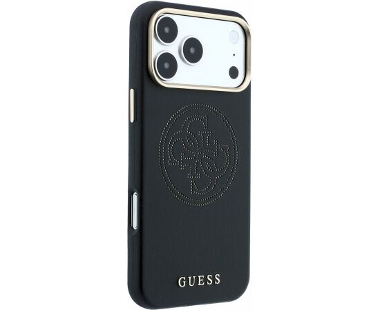Guess PU Semi Wrap Perforated 4G Logo MagSafe Case Aizsargapvalks priekš iPhone 18 Pro Max / melns Neoriģinālie Maciņi